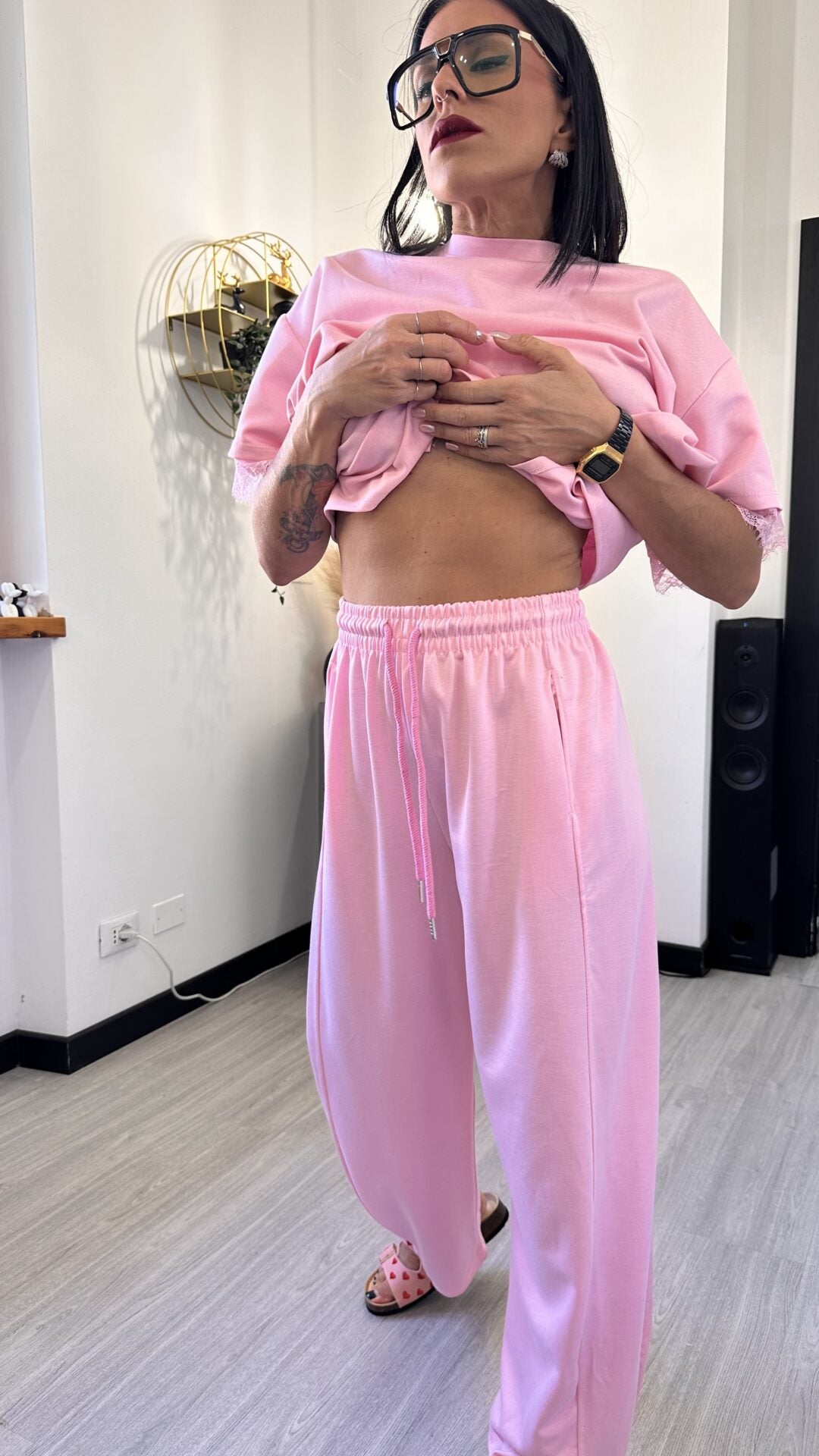 PANTALONE TUTA BAGGY ROSA