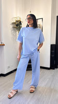 PANTALONE TUTA BAGGY CELESTE