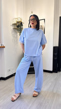 PANTALONE TUTA BAGGY CELESTE