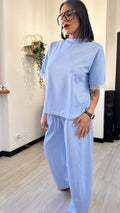 PANTALONE TUTA BAGGY CELESTE