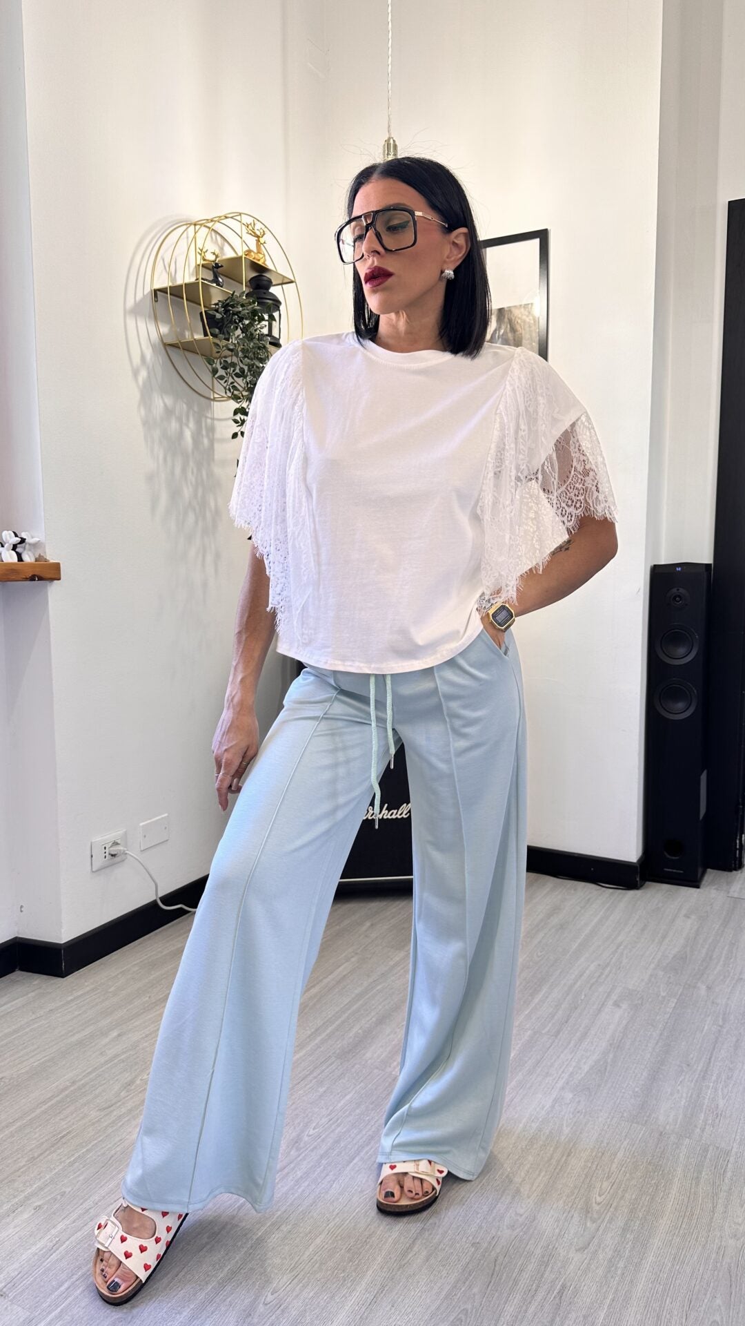 PANTALONE TUTA PALAZZO AZZURRINO
