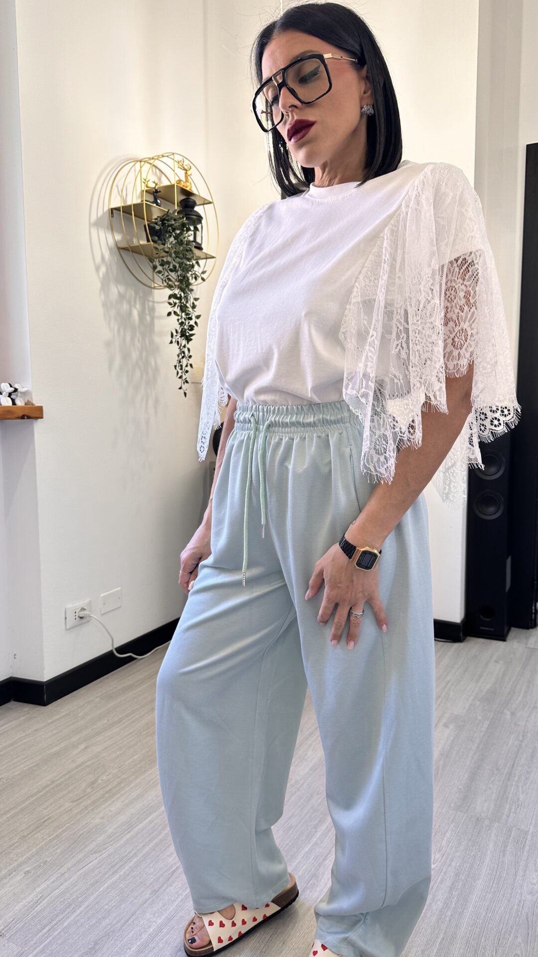 PANTALONE TUTA BAGGY AZZURRINO