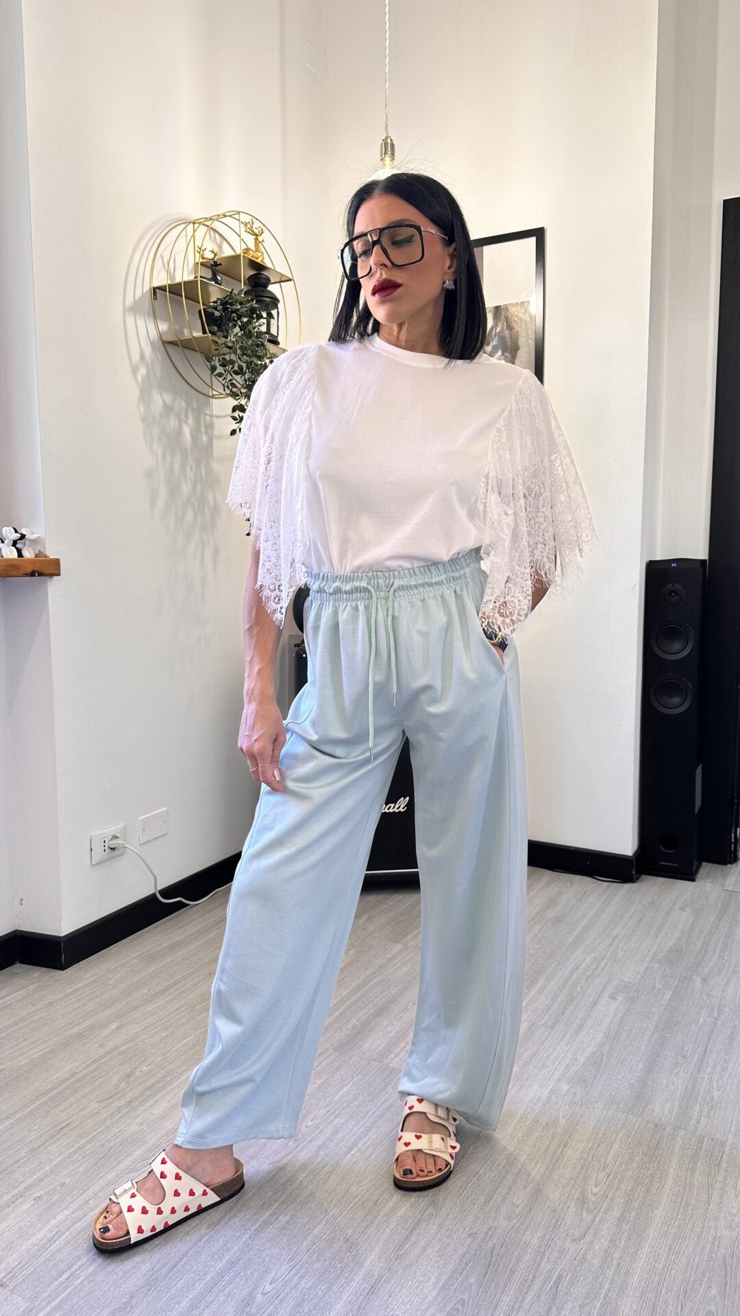 PANTALONE TUTA BAGGY AZZURRINO