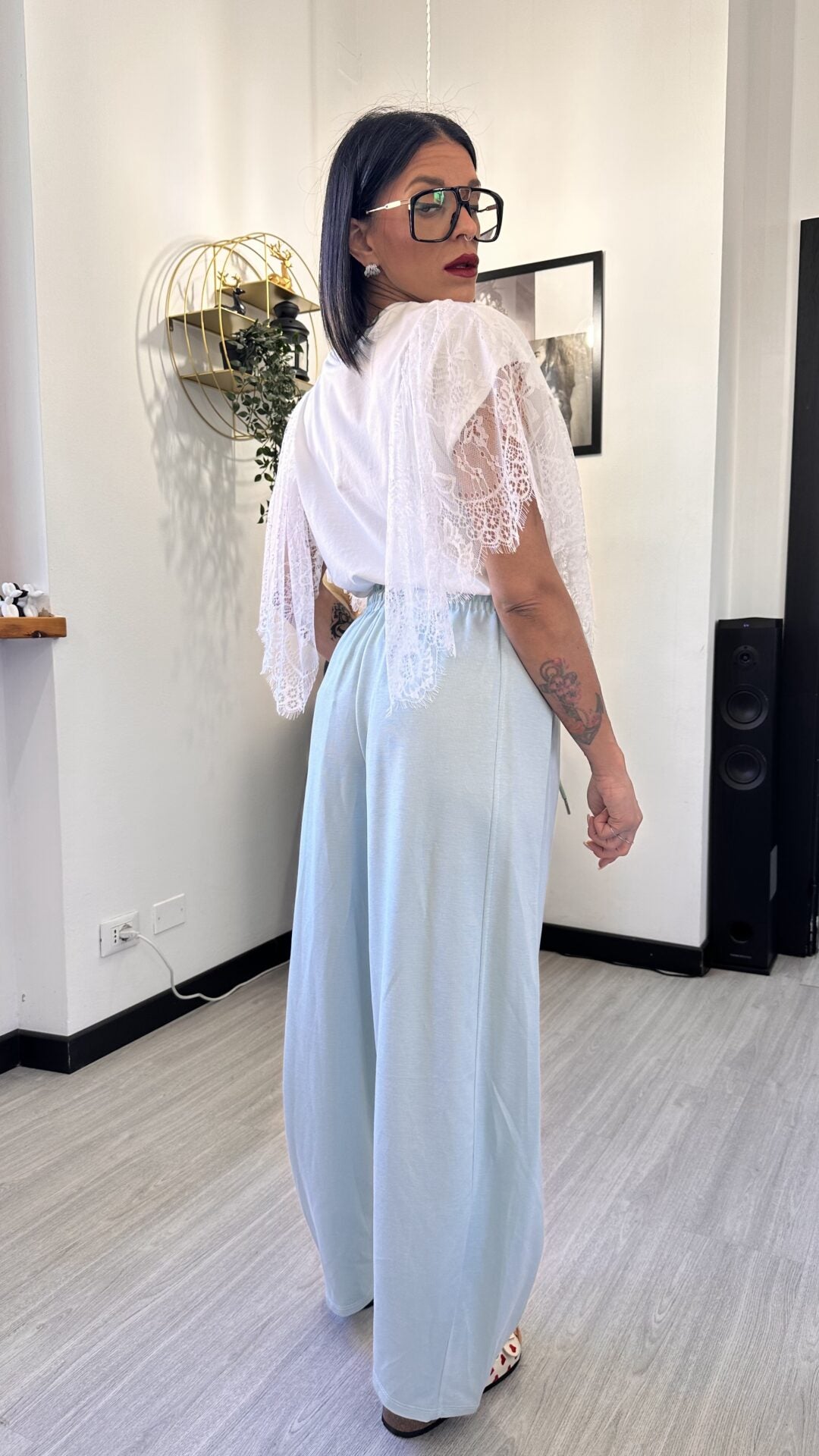 PANTALONE TUTA BAGGY AZZURRINO