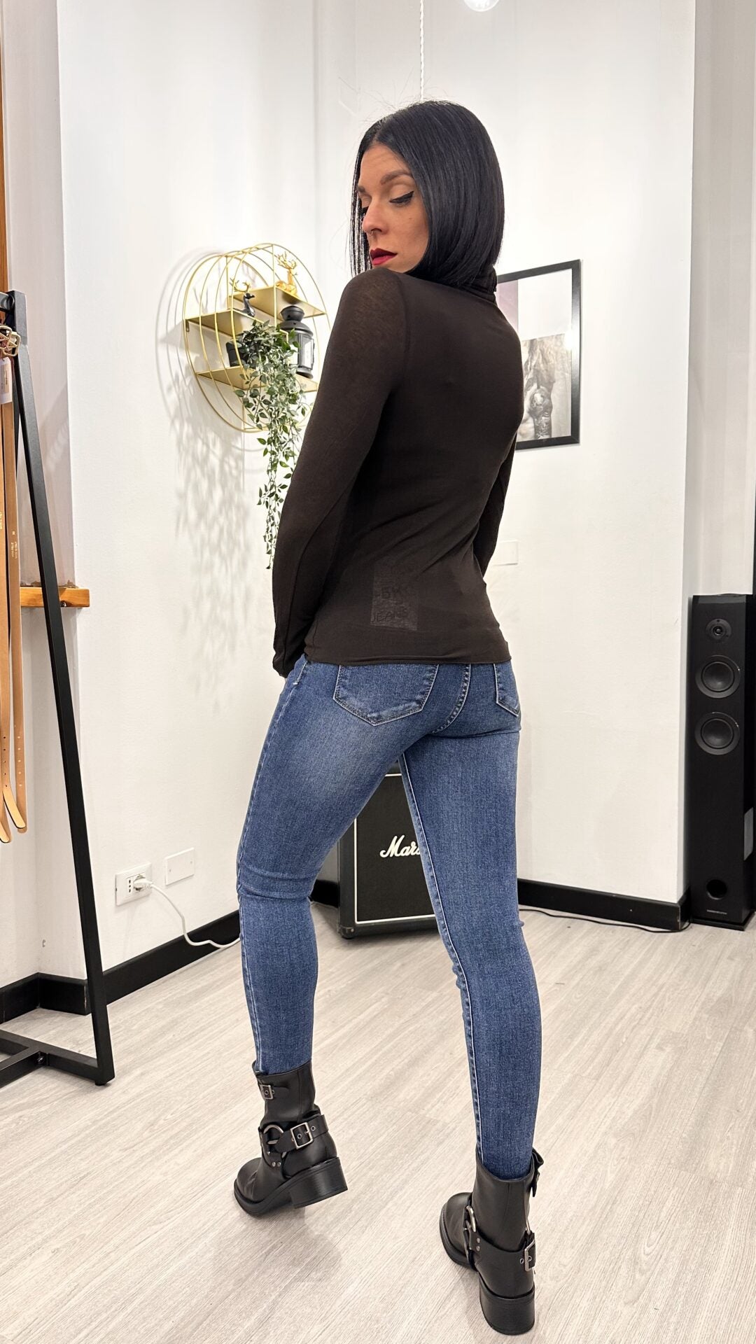 MAGLIA IN CASHMERE COLLO ALTO MARRONE