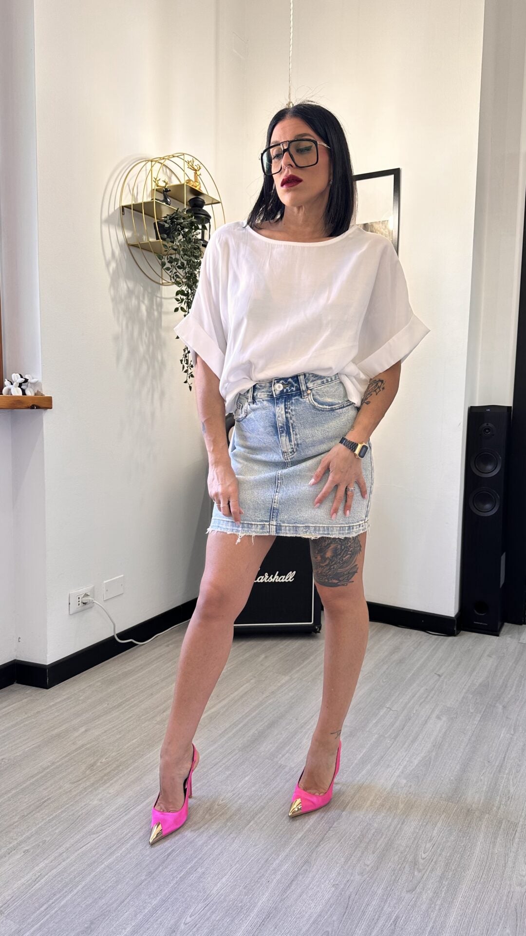 CAMICIA MANICA CORTA OVER BIANCA