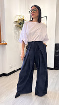 PANTALONE BALLOON GESSATO BLU