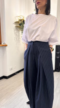 PANTALONE BALLOON GESSATO BLU