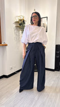 PANTALONE BALLOON GESSATO BLU