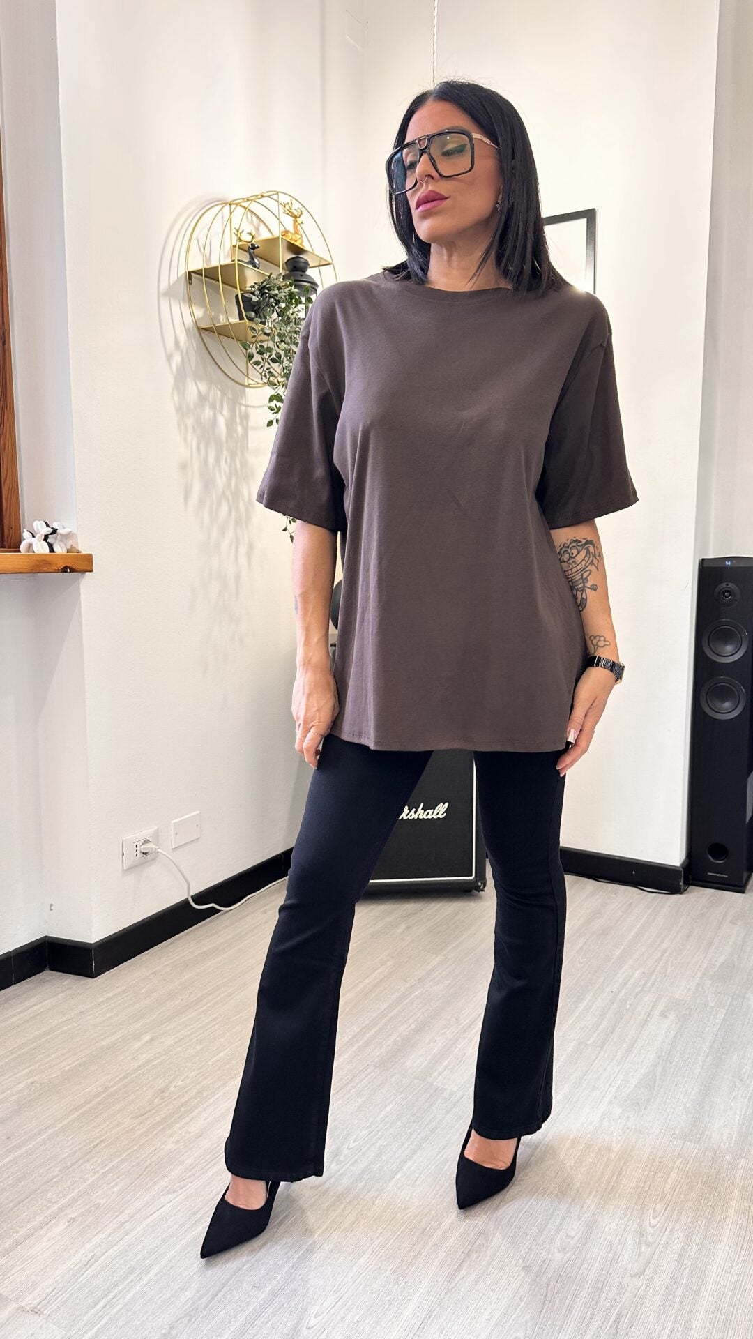 T-SHIRT MARRONE OVERSIZE