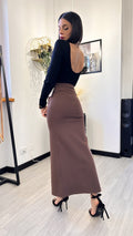 GONNA LONGUETTE CON SPACCO LATERALE MARRONE
