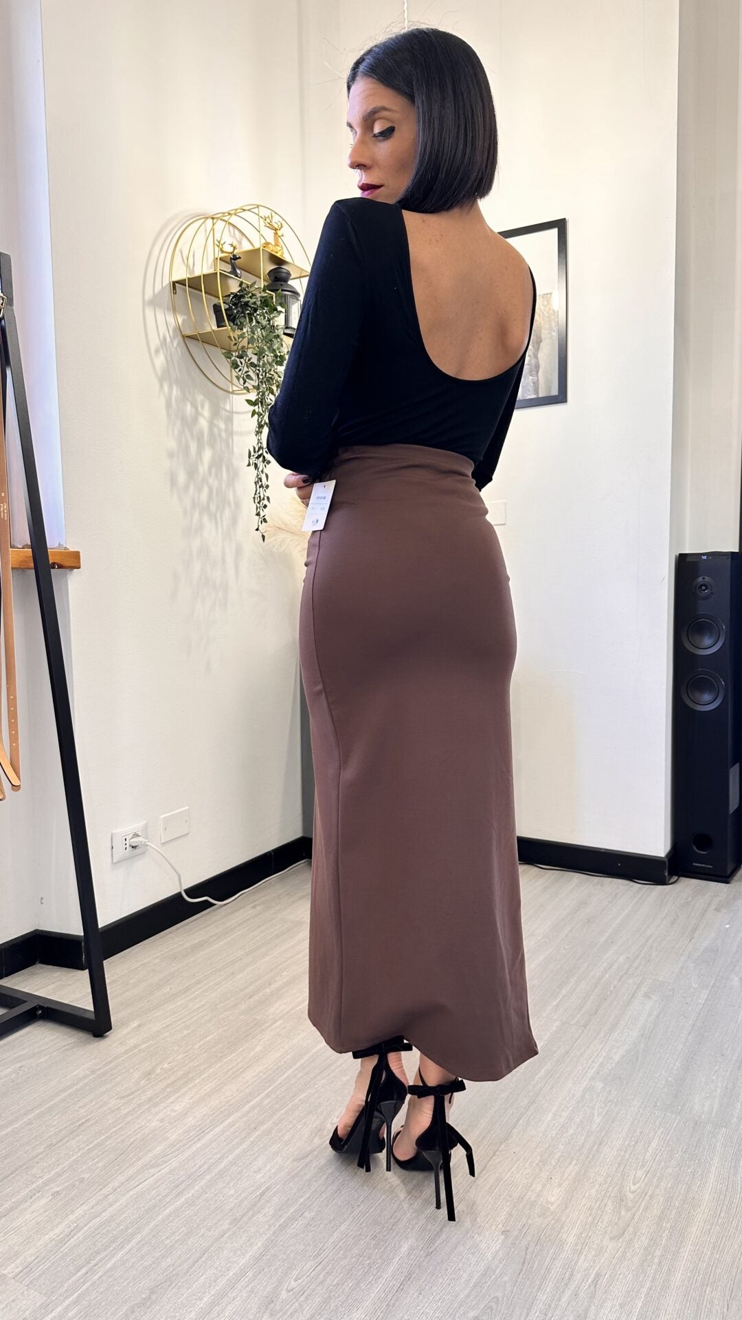 GONNA LONGUETTE CON SPACCO LATERALE MARRONE