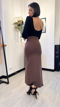 GONNA LONGUETTE CON SPACCO LATERALE MARRONE