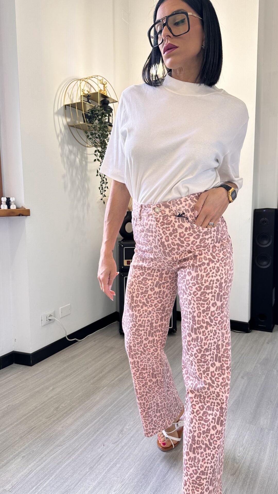JEANS LEOPARDATO ROSA (XS/L)