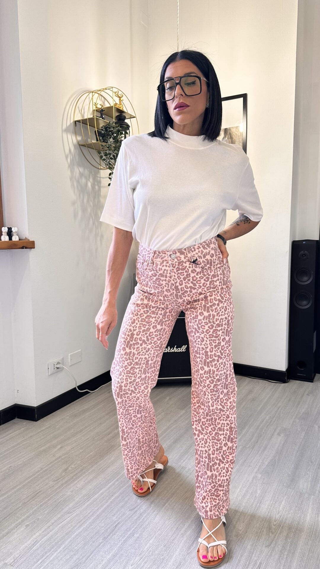 JEANS LEOPARDATO ROSA (XS/L)