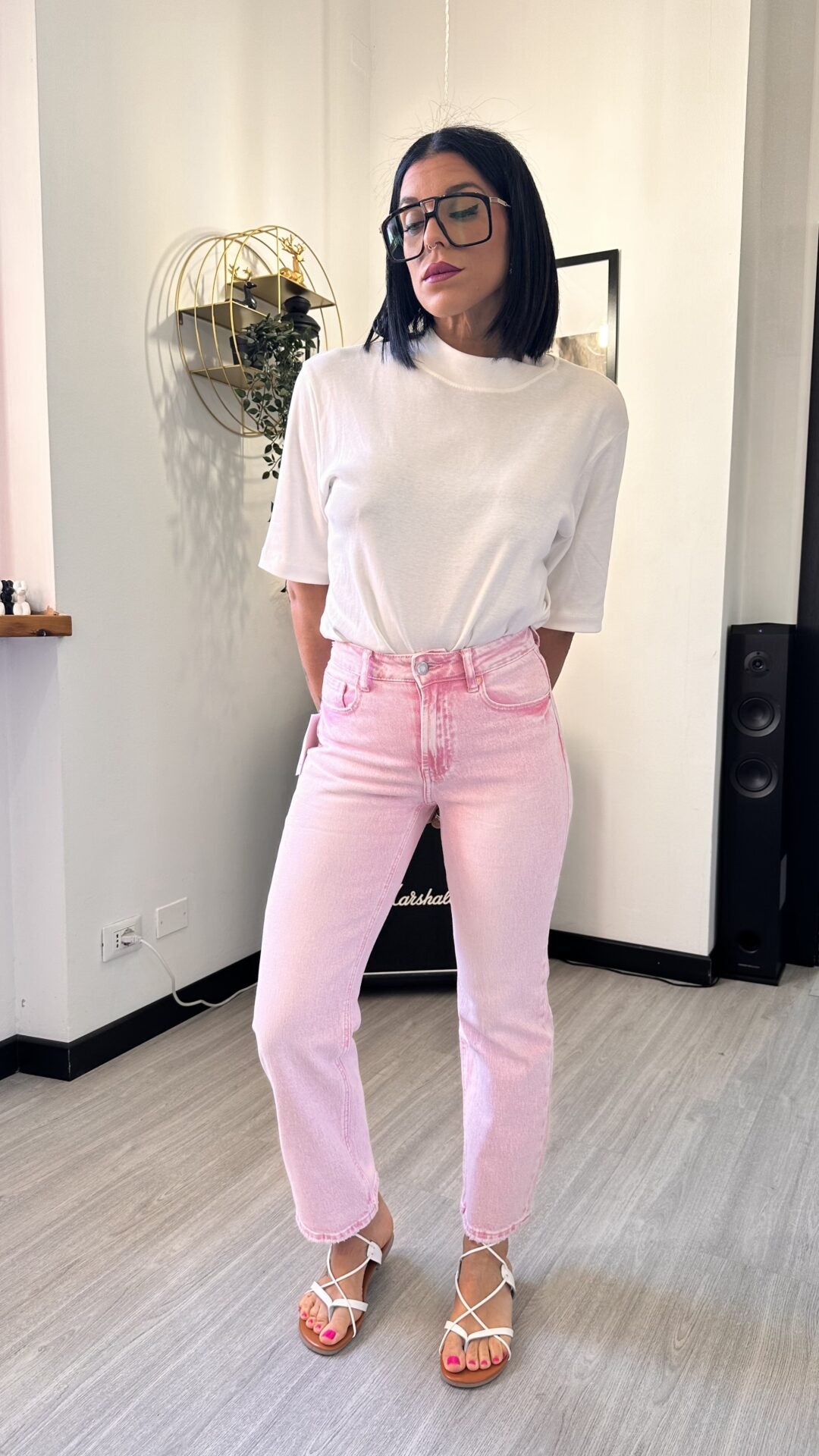 0039 JEANS A SIGARETTA PINK (XS)