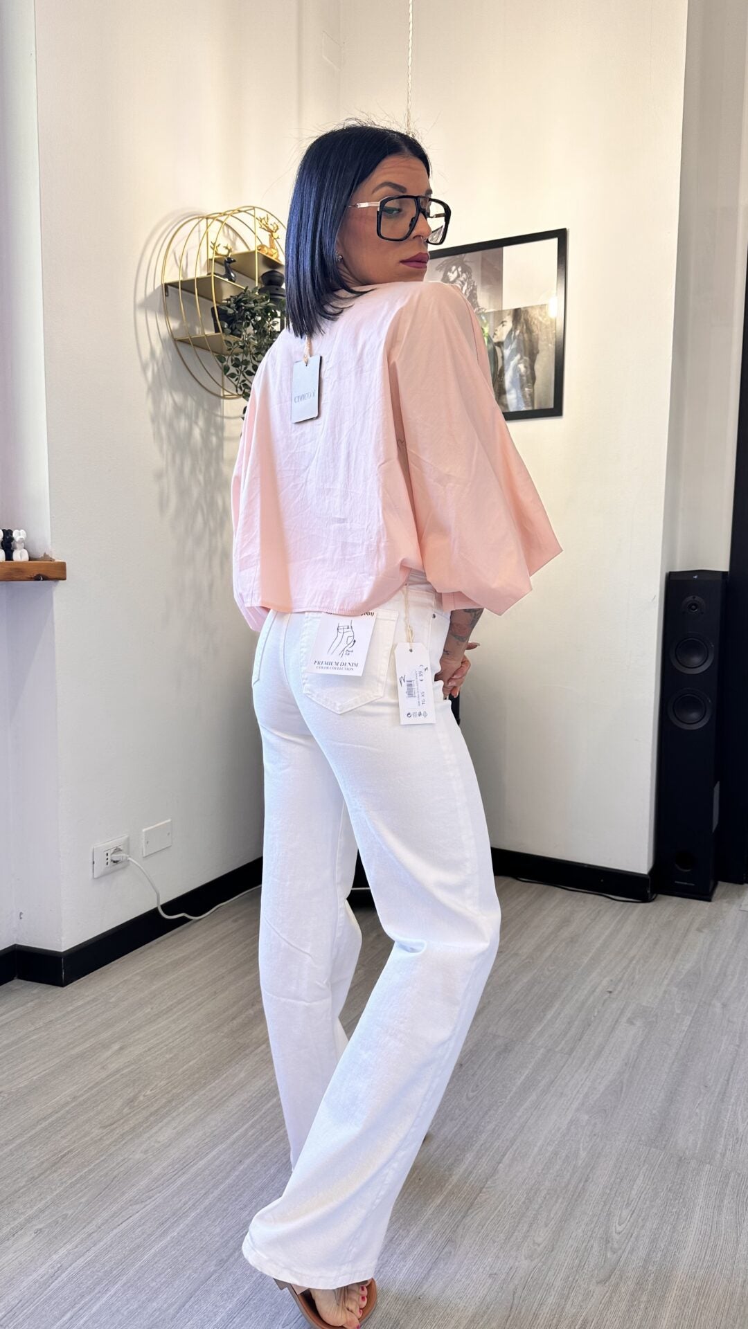 3608 JEANS A PALAZZO BIANCO