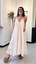 ABITO LARGO IN LINO BEIGE