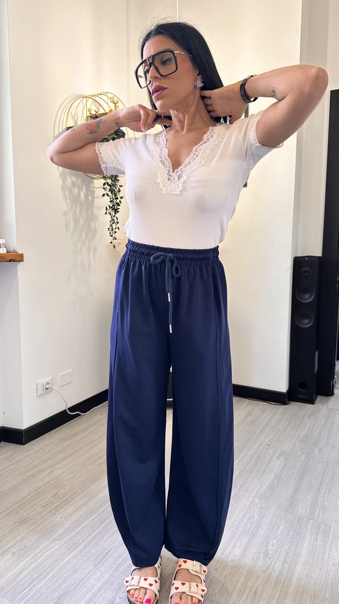 PANTALONE TUTA BAGGY BLU
