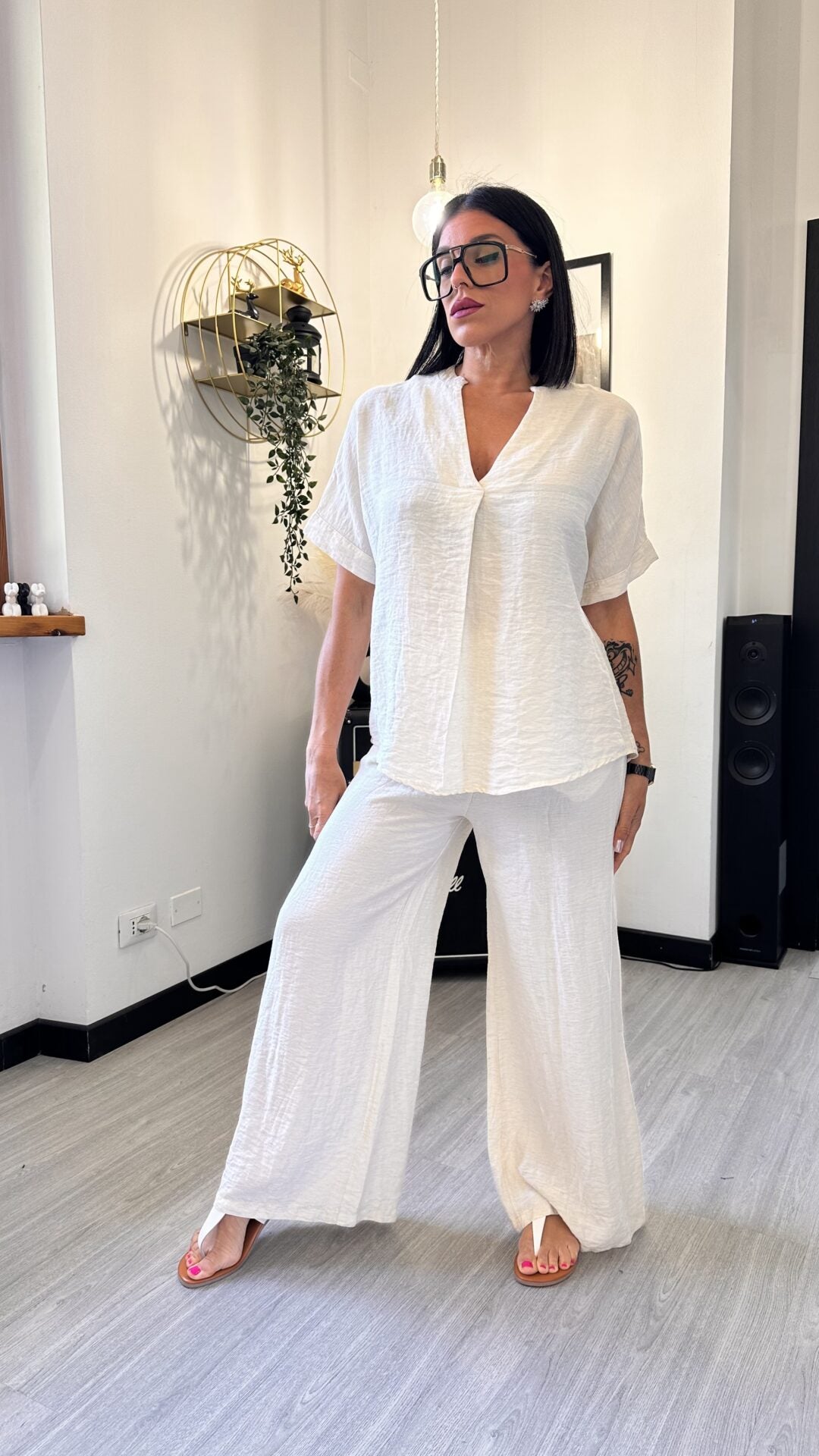 COORDINATO CON CAMICIONA BEIGE