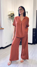 COORDINATO CON CAMICIONA MATTONE