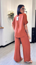 COORDINATO CON CAMICIONA MATTONE