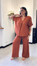 COORDINATO CON CAMICIONA MATTONE