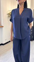COORDINATO CON CAMICIONA BLU