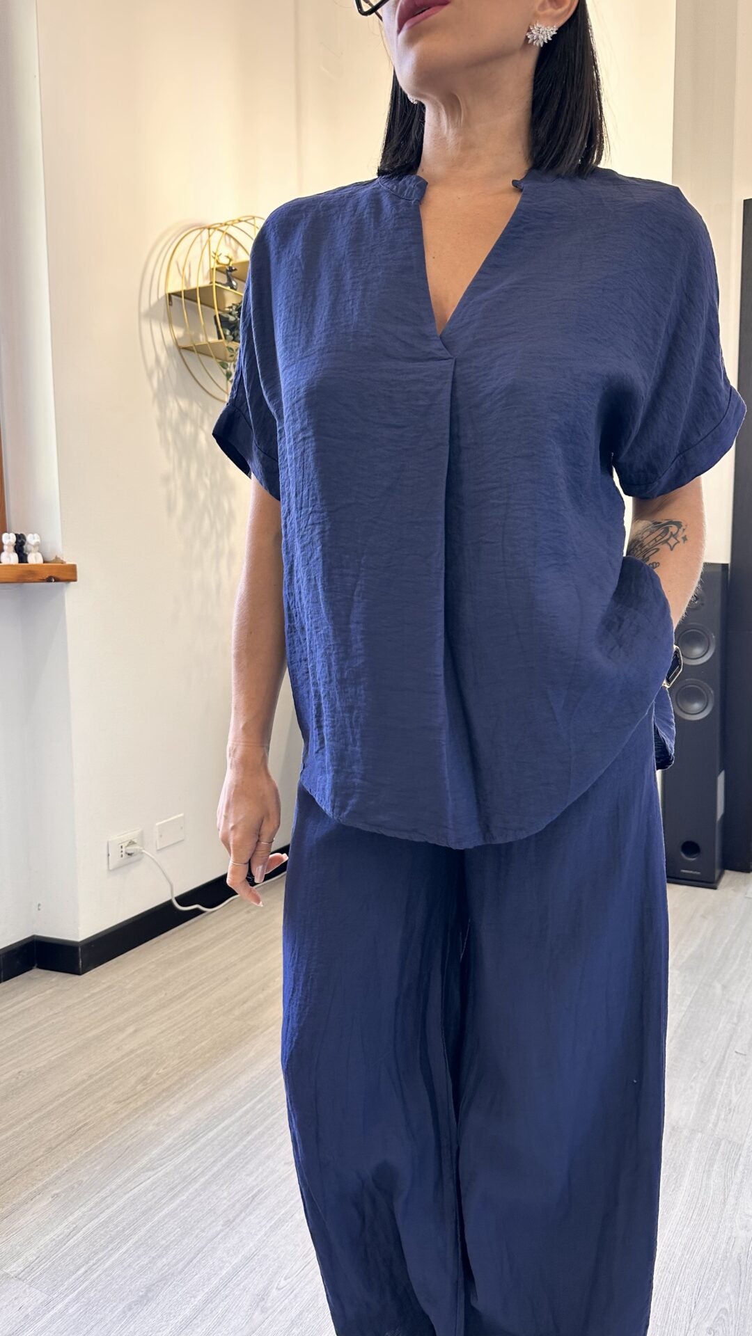 COORDINATO CON CAMICIONA BLU