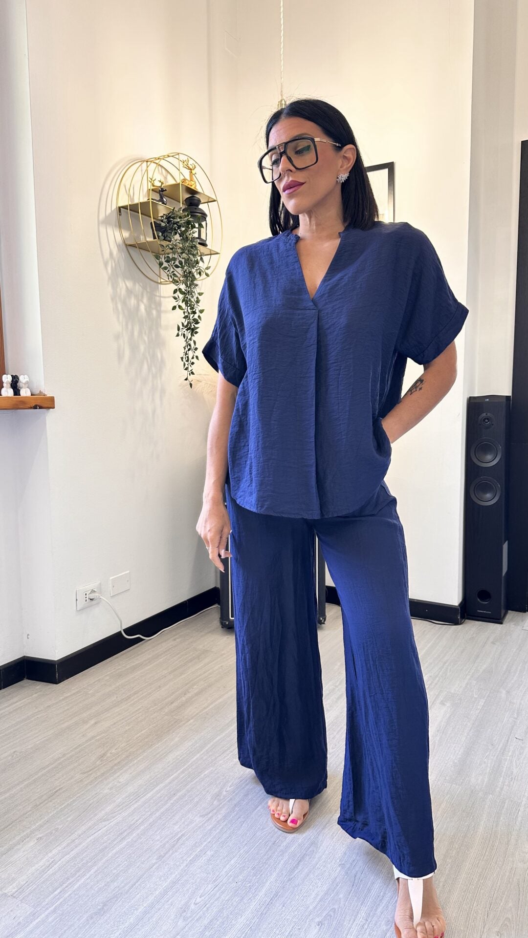 COORDINATO CON CAMICIONA BLU