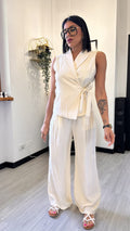 COORDINATO CON GIACCA SMANICATA BURRO