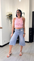 TOP CANOTTA CON CILIEGIE ROSA