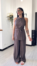COORDINATO MORBIDO CON CANOTTA MARRONE