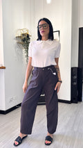 PANTALONE ELASTICIZZATO BAGGY MARRONE