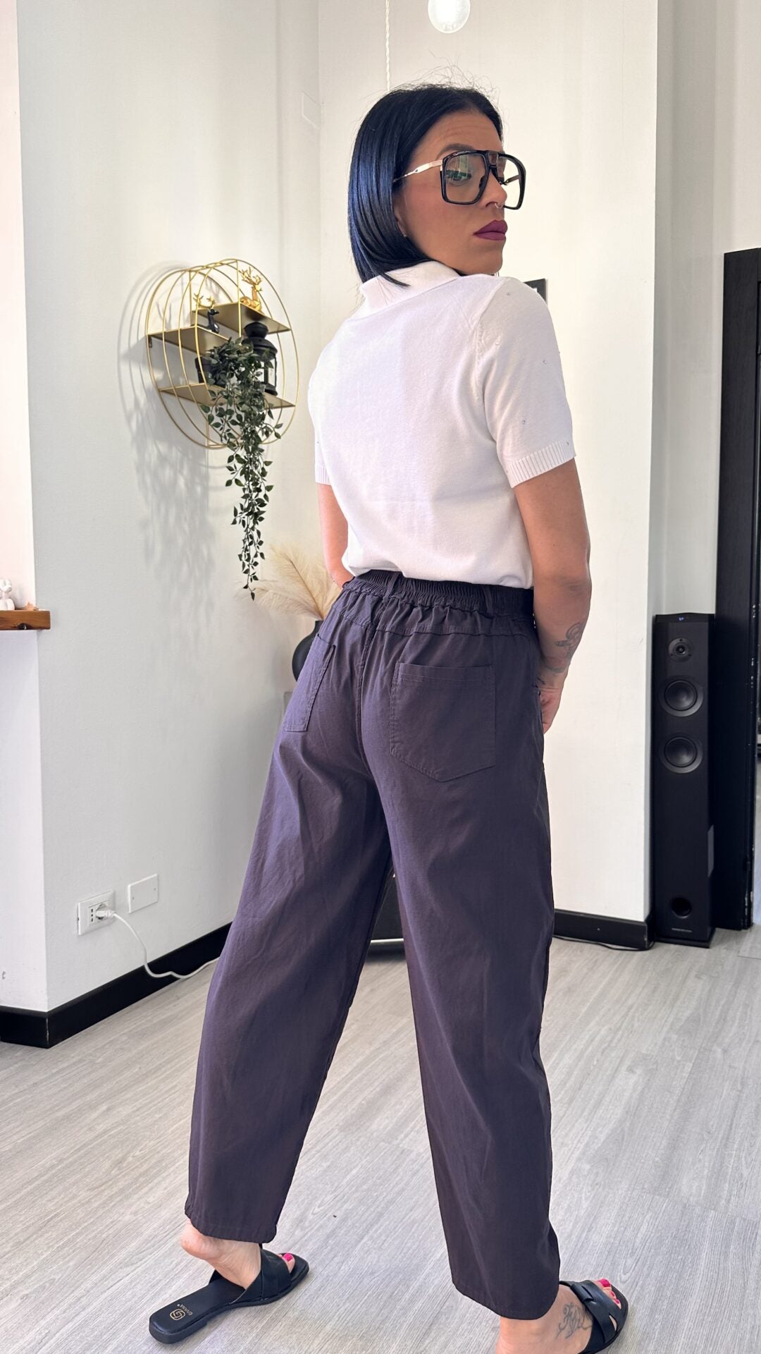 PANTALONE ELASTICIZZATO BAGGY MARRONE