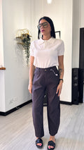 PANTALONE ELASTICIZZATO BAGGY MARRONE