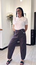 PANTALONE ELASTICIZZATO BAGGY MARRONE