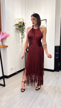 ABITO BORDEAUX BANDAGE FRINGE ICON