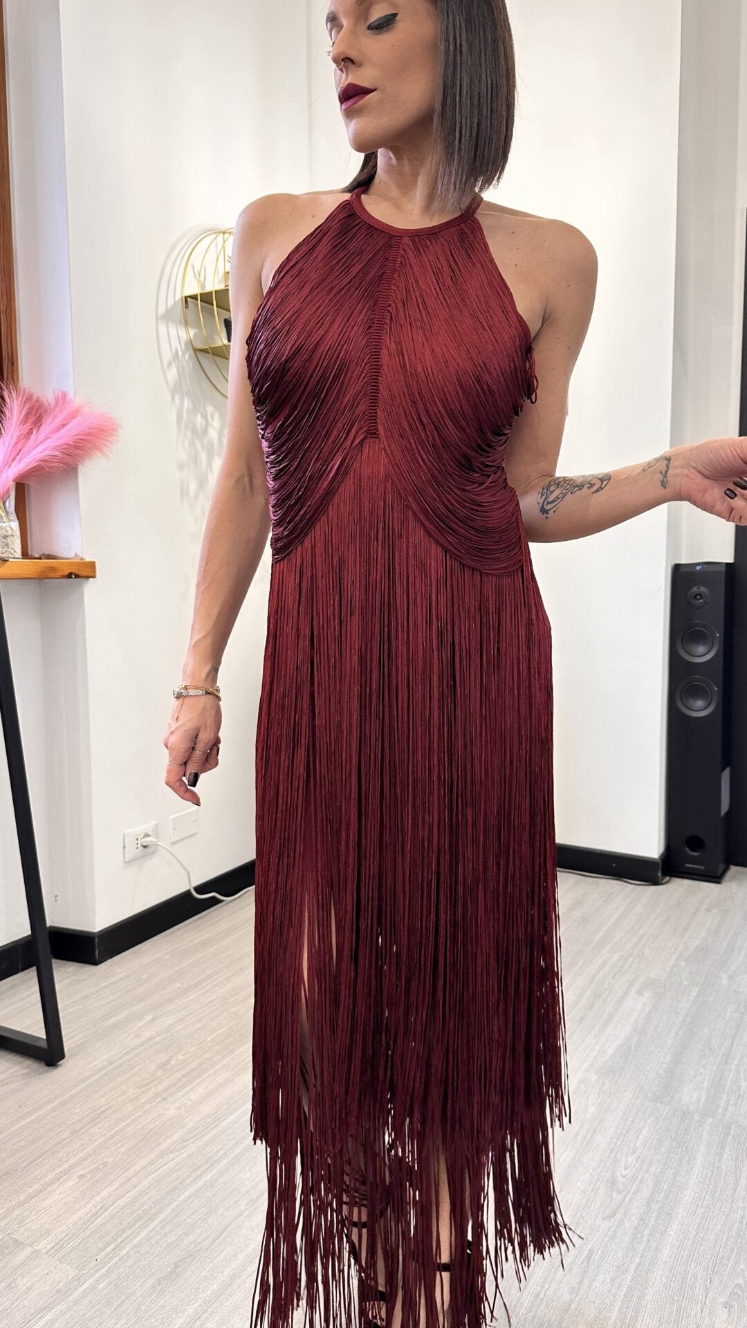 ABITO BORDEAUX BANDAGE FRINGE ICON