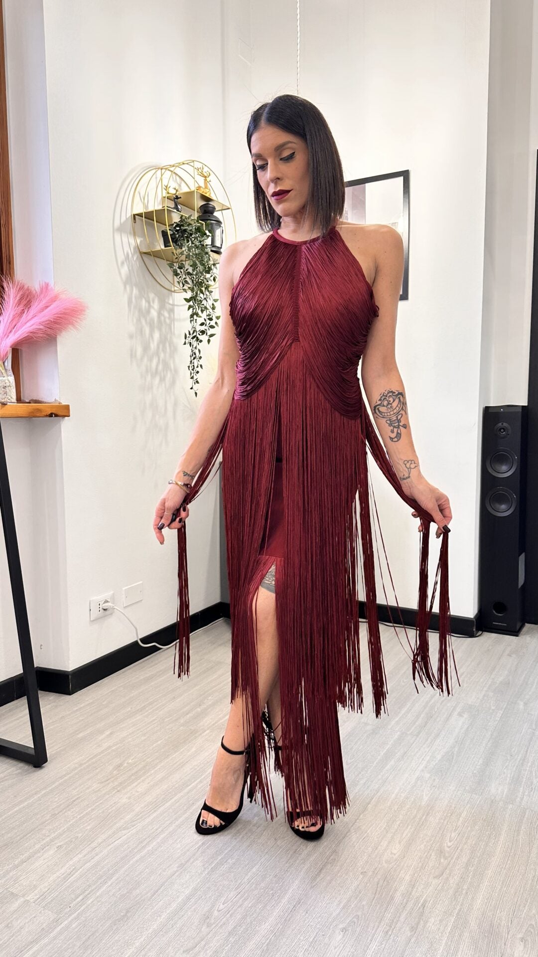 ABITO BORDEAUX BANDAGE FRINGE ICON