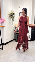 ABITO BORDEAUX BANDAGE FRINGE ICON