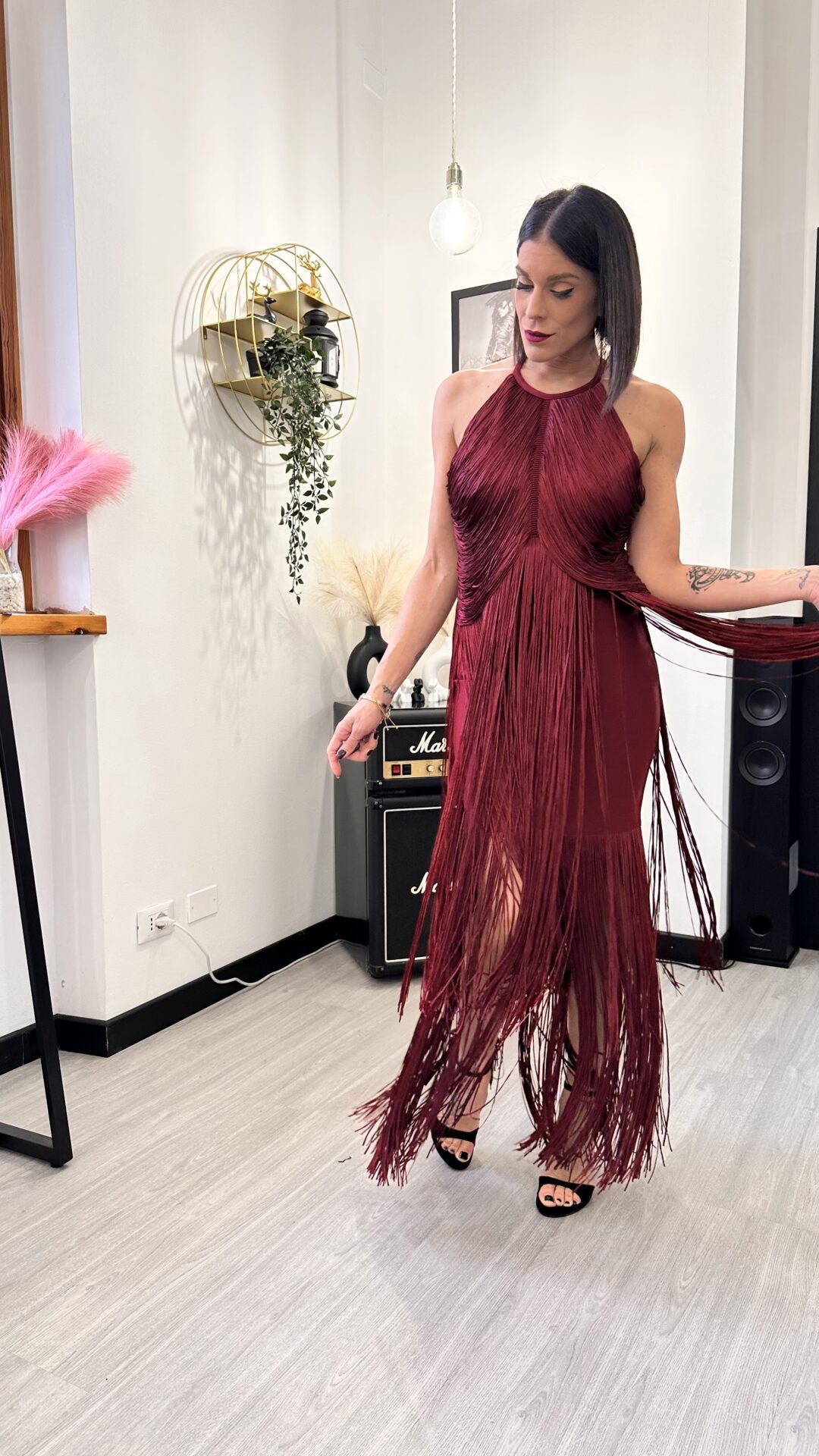 ABITO BORDEAUX BANDAGE FRINGE ICON