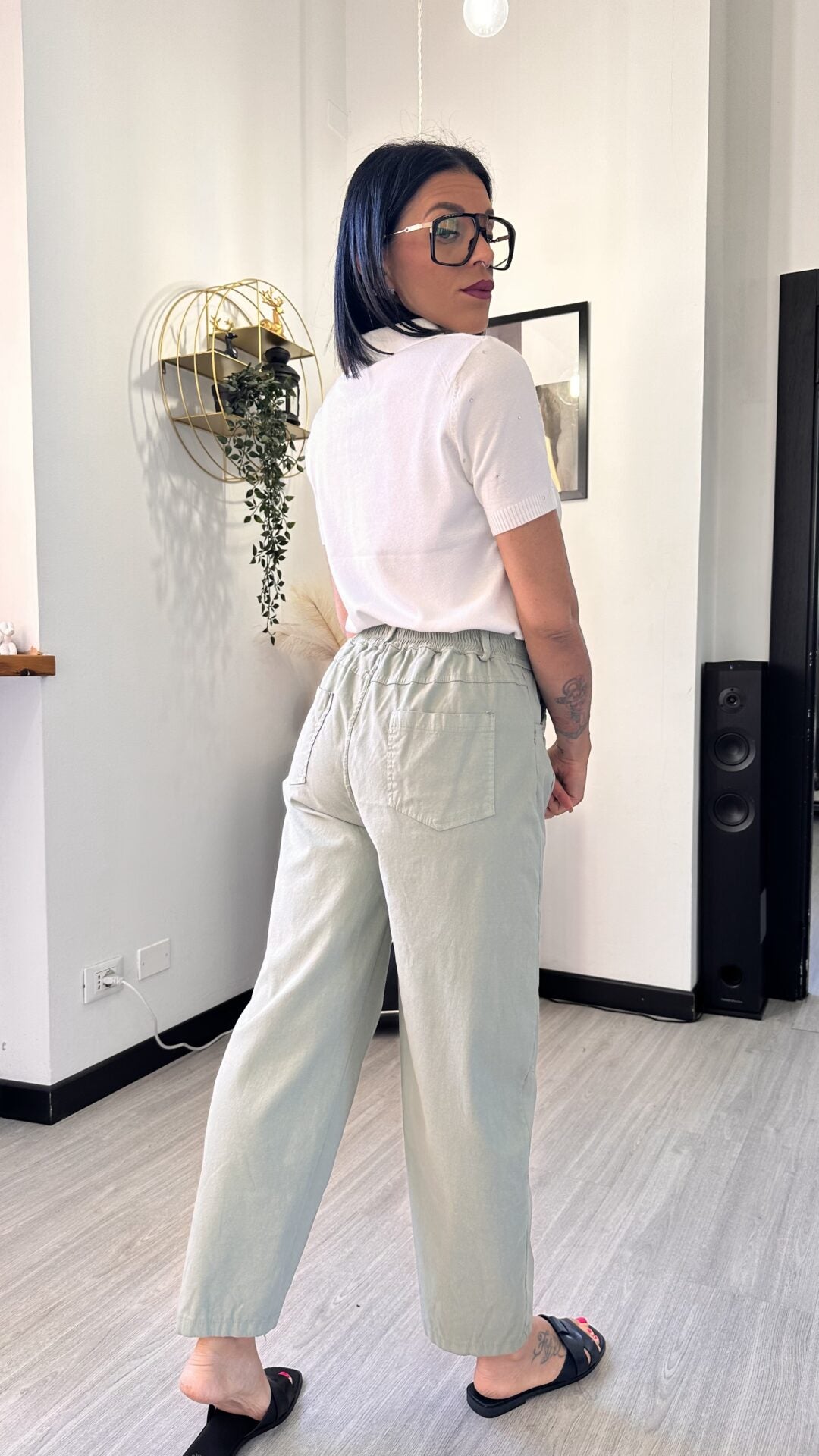 PANTALONE ELASTICIZZATO BAGGY SALVIA