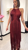 ABITO BORDEAUX BANDAGE FRINGE ICON