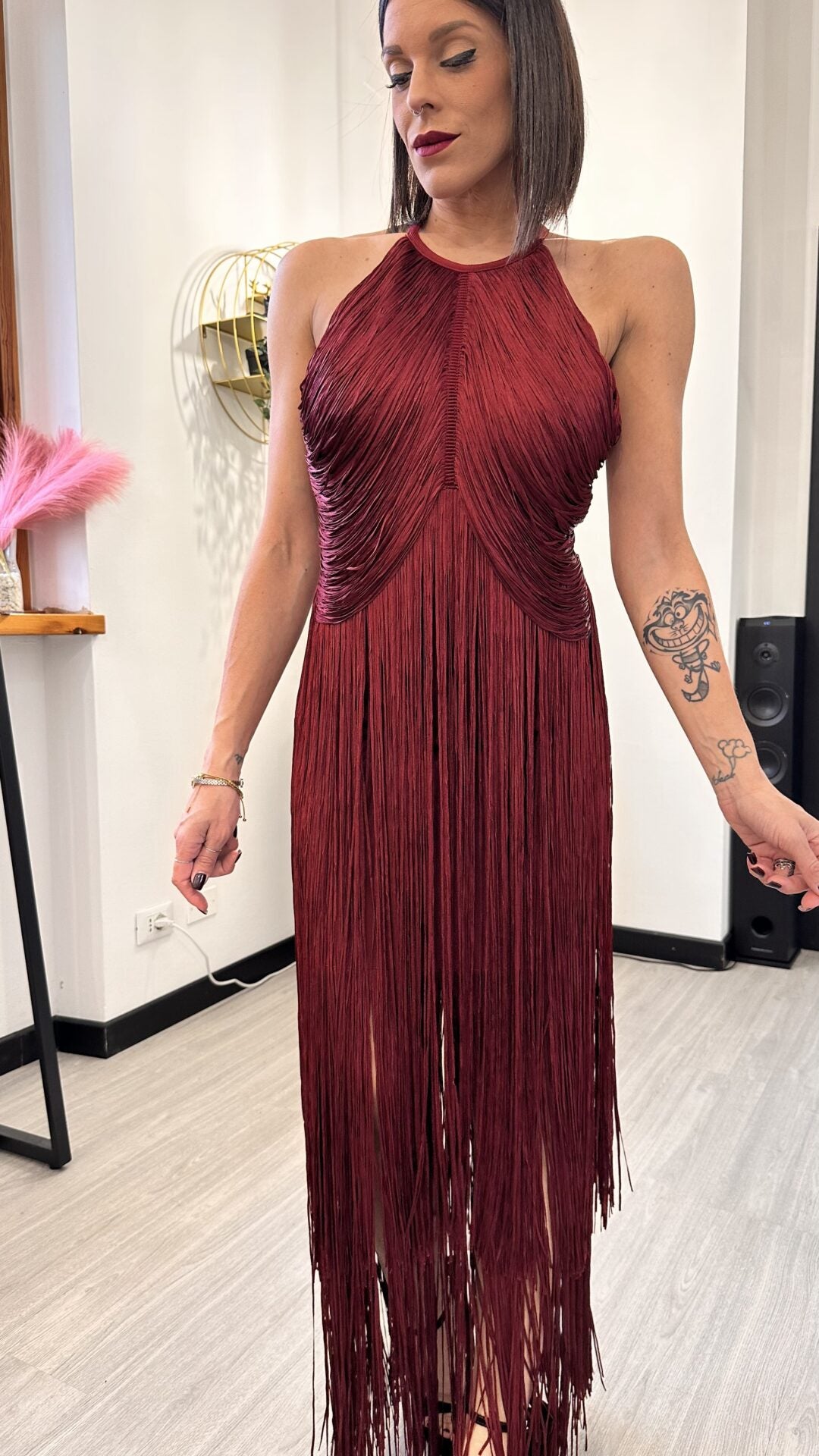 ABITO BORDEAUX BANDAGE FRINGE ICON