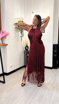 ABITO BORDEAUX BANDAGE FRINGE ICON