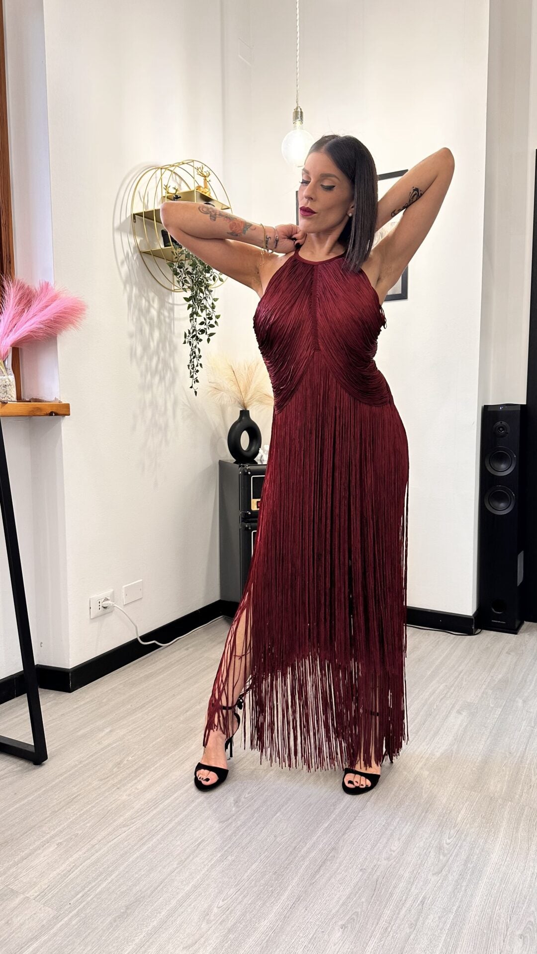 ABITO BORDEAUX BANDAGE FRINGE ICON