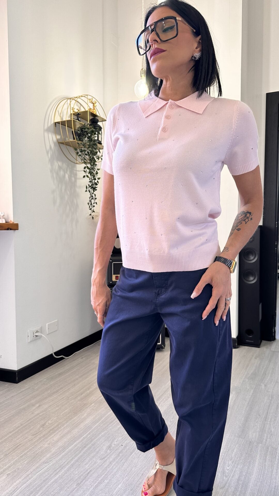 POLO IN MAGLINA SHINE ROSA