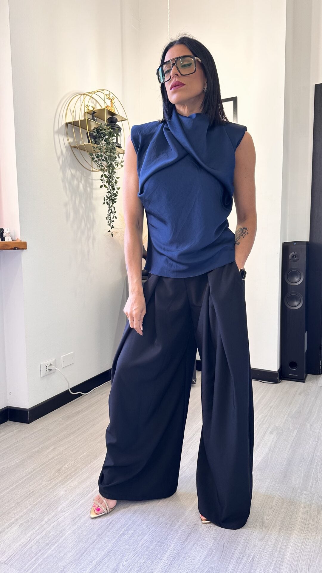 CANOTTA LUNGA SIMIL RASO BLU