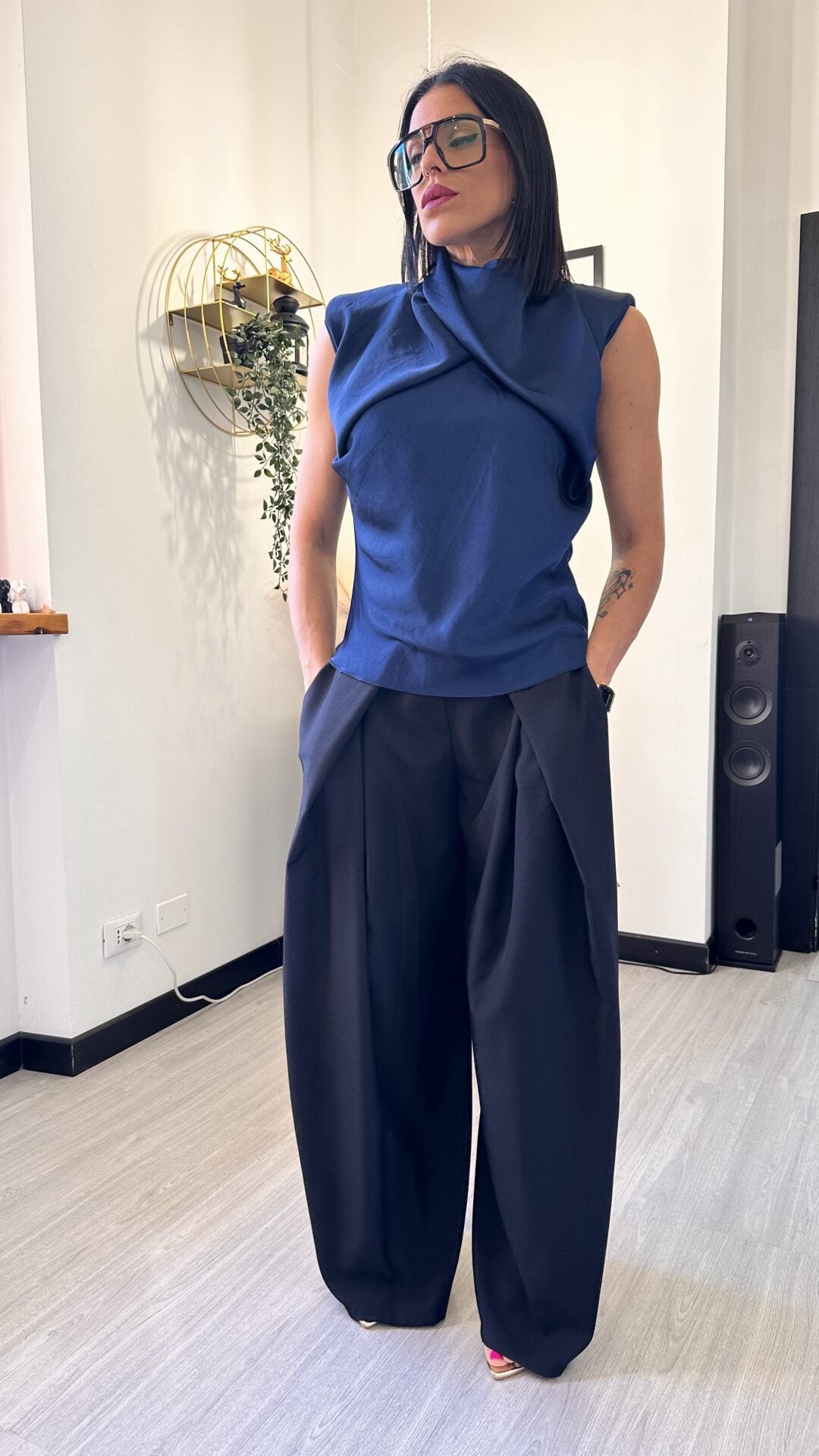 CANOTTA LUNGA SIMIL RASO BLU